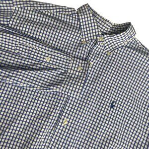 Ralph Lauren Blake Button Down Shirt Mens L Blue Checkered Cotton Long Sleeve Po